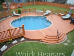wood deck around inground pool
